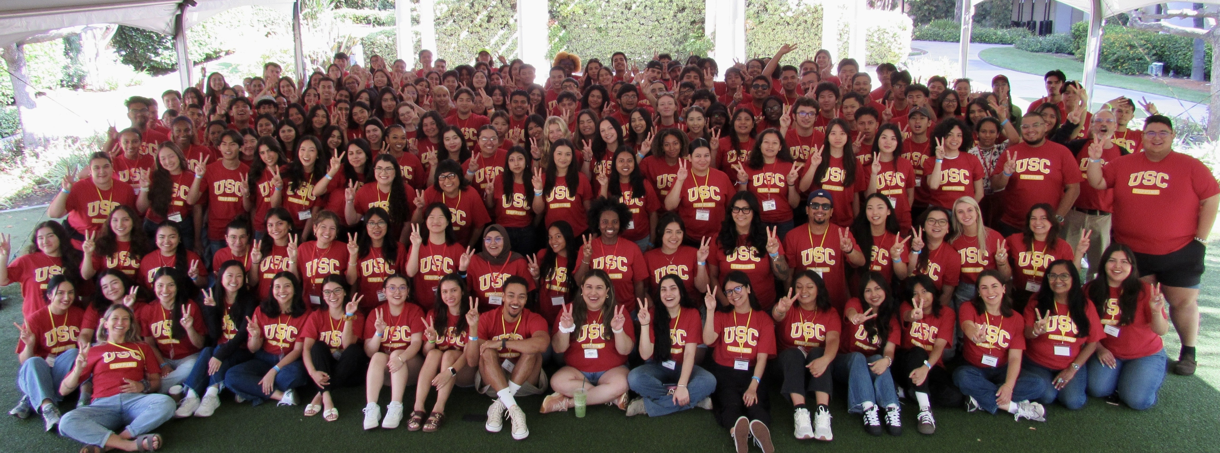 Group of students with USC sweatshirts